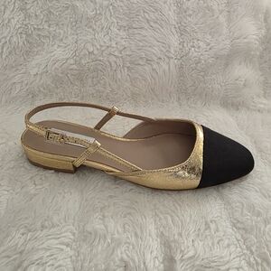 Steve Madden Gold and Black Slingback Flats
